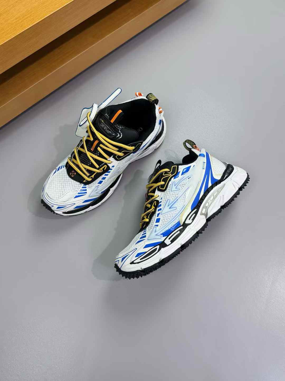 Off-White Be Right Back Sneakers in a white and light blue