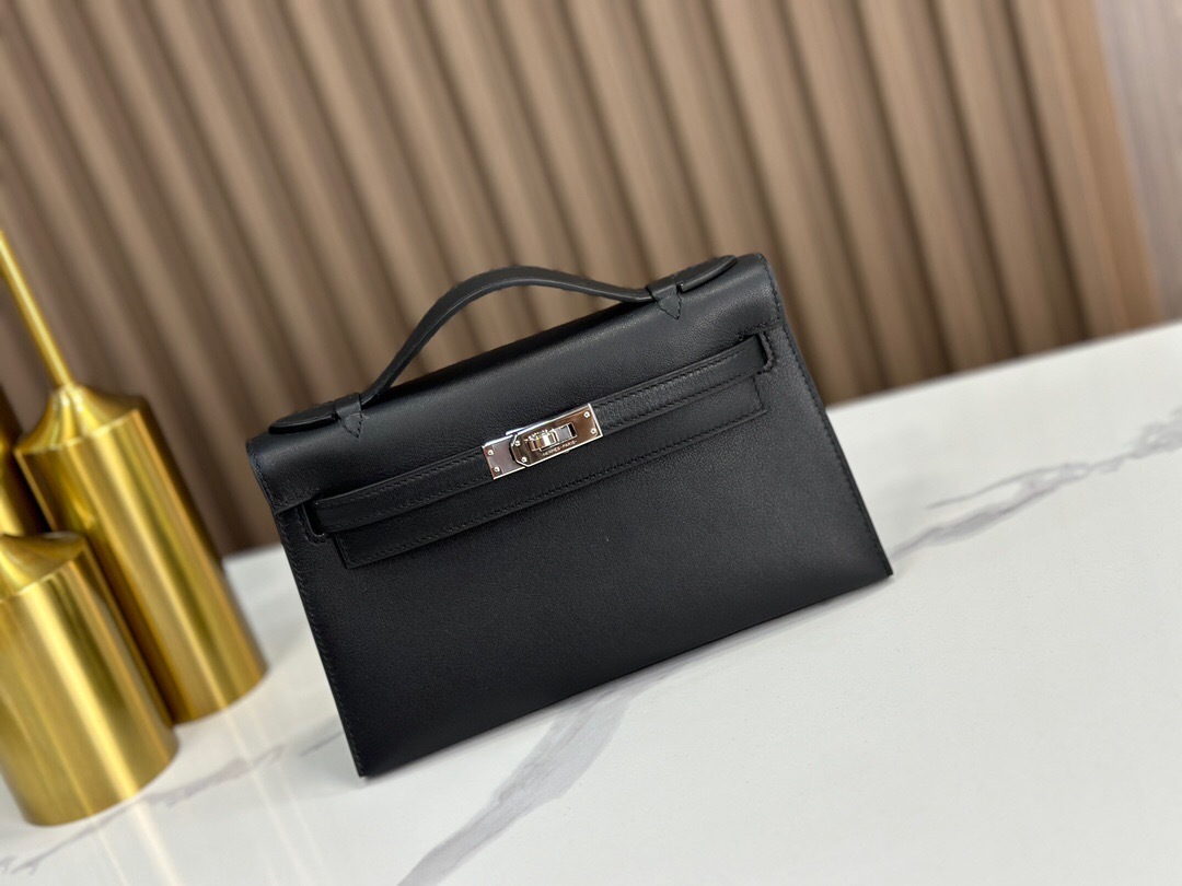 Hermes mini kelly bag with top handle black