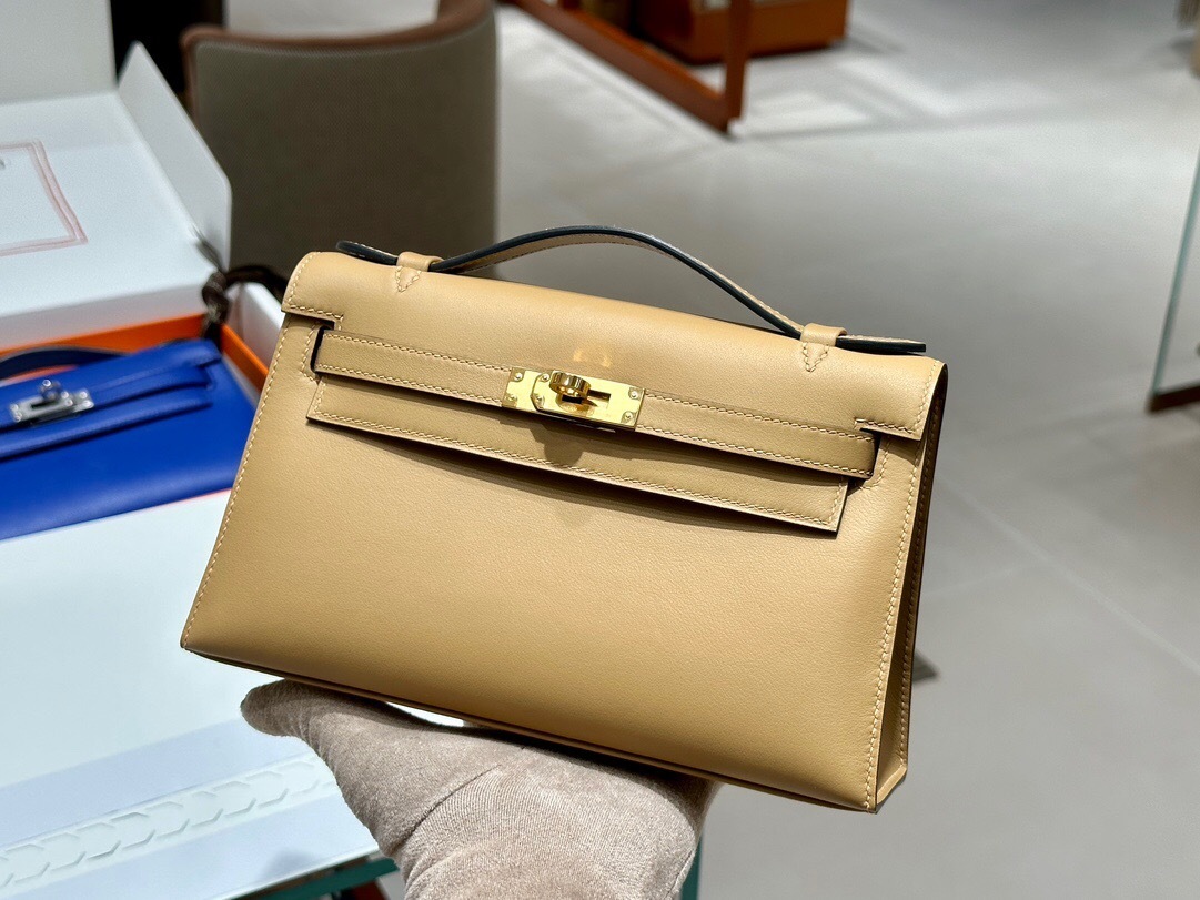 Hermes Kelly Pochette clutch bag in all colors