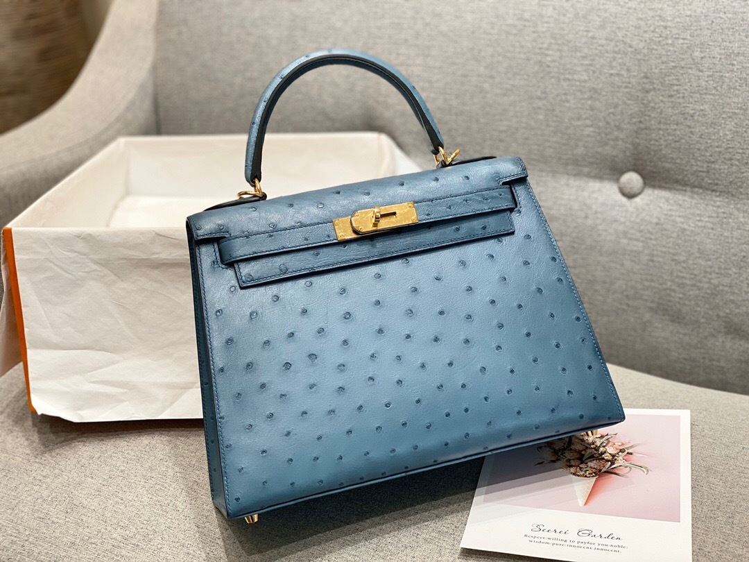 Hermès Kelly bag ostrich leather topm Handle