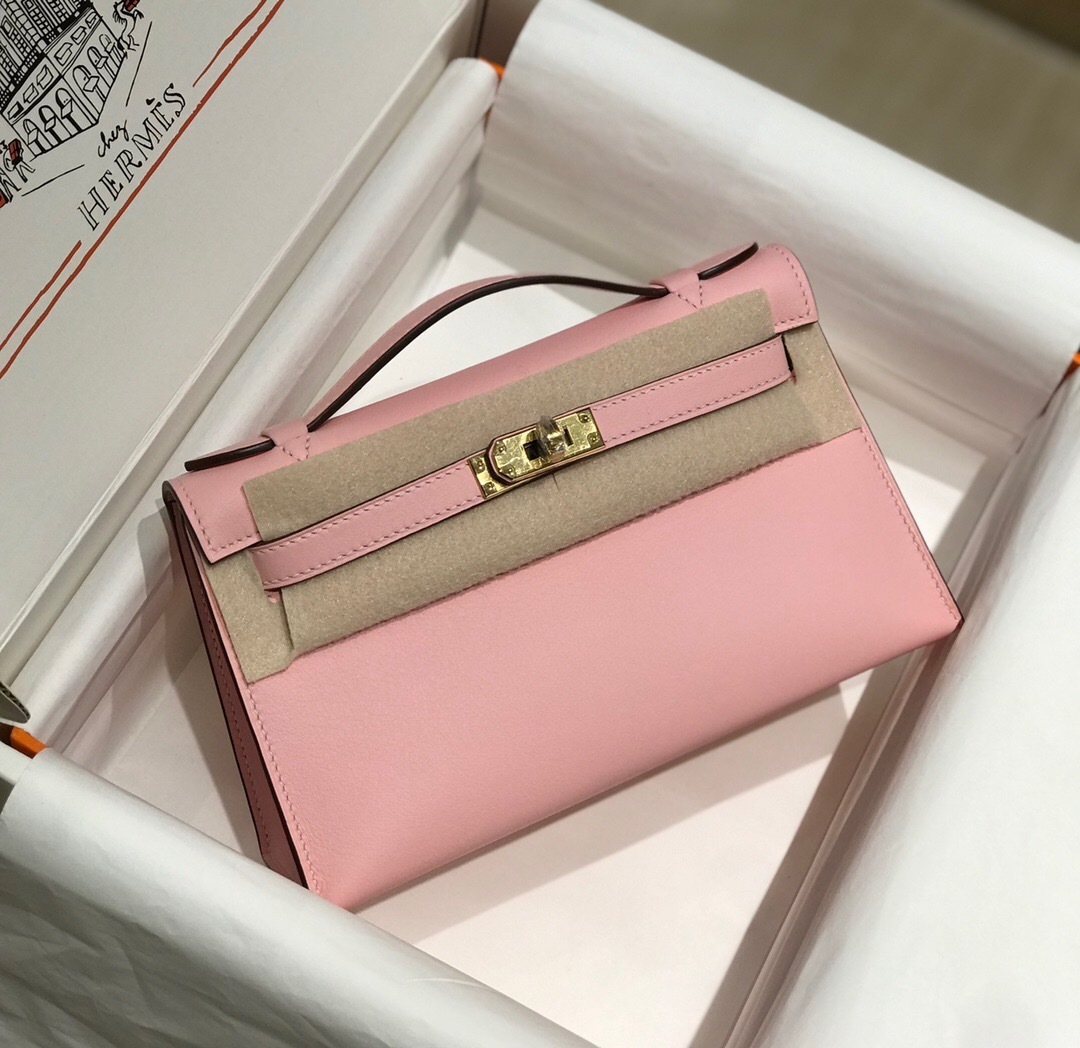 Hermes Mini Kelly bag in Swift leather pink