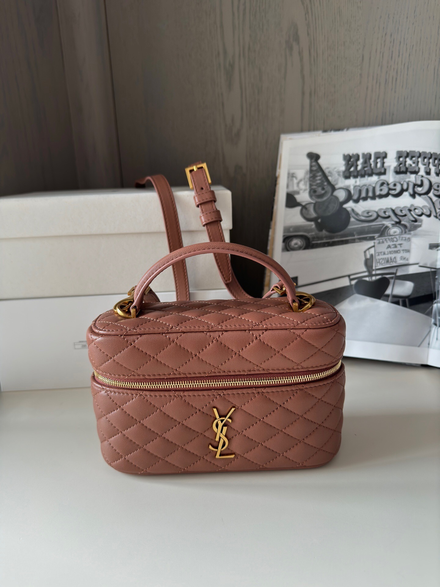 Saint Laurent Gaby Vanity Bag in quilted pink leather