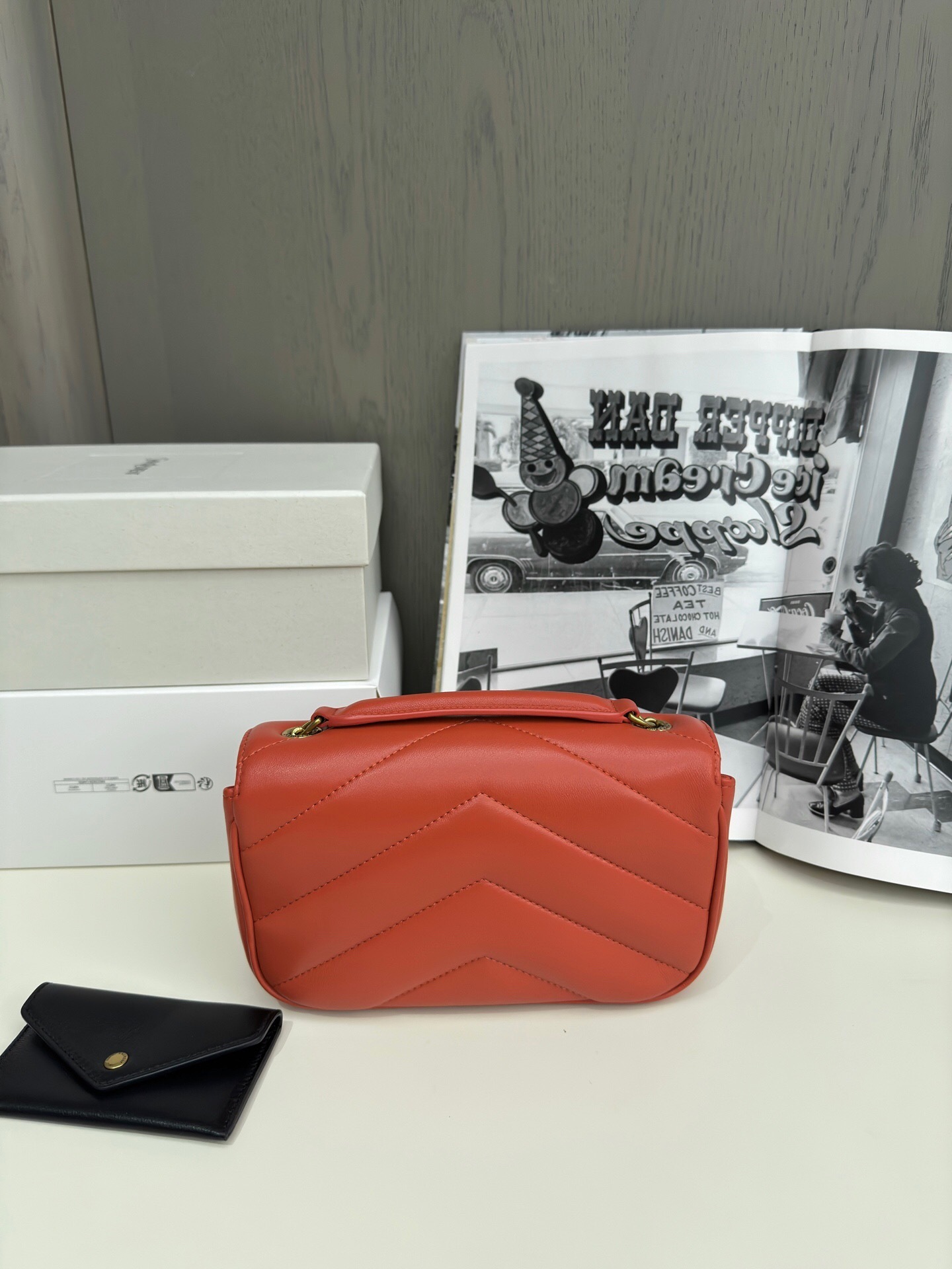 Saint Laurent Loulou Mini bag in orange lambskin leather