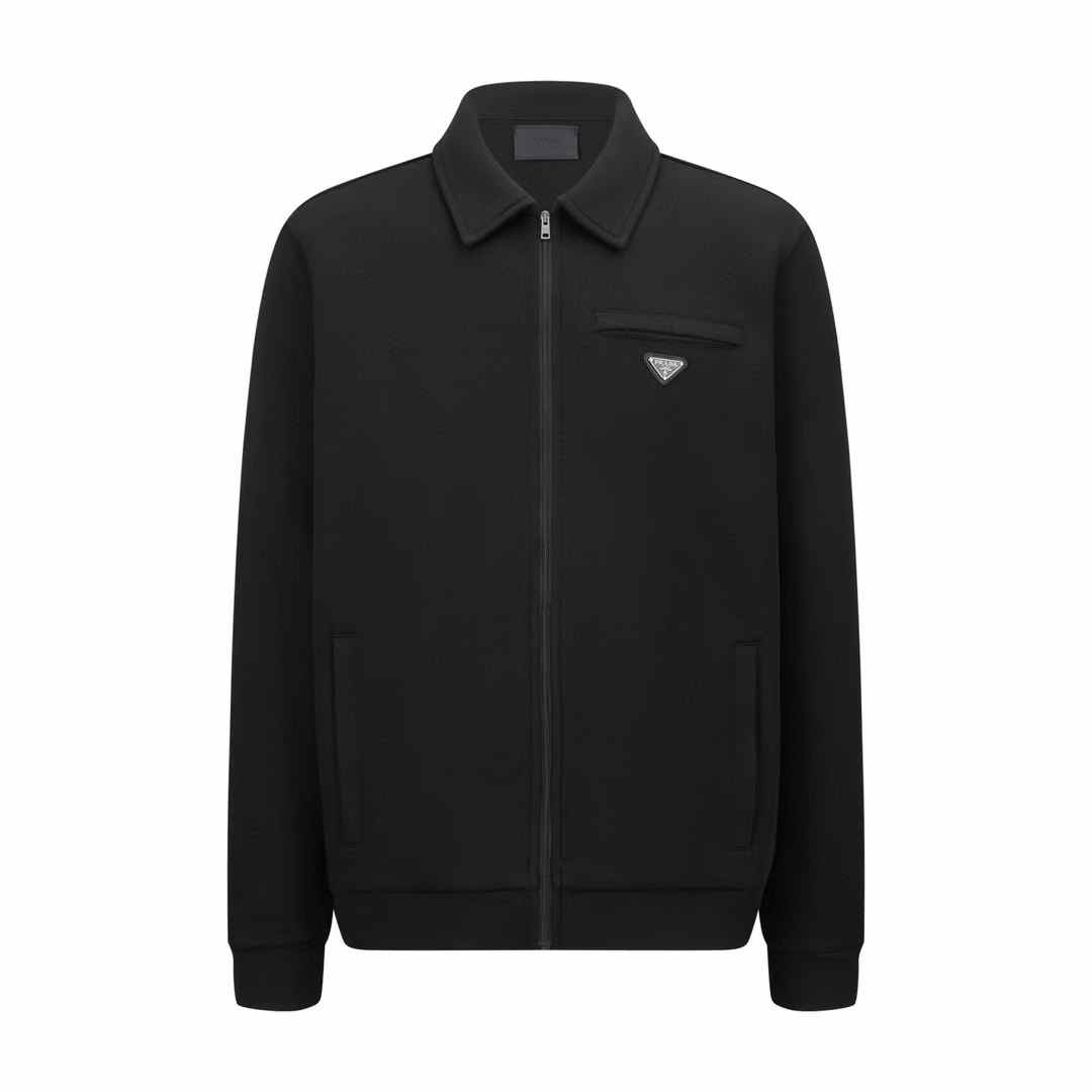 Prada satin-trim jersey-texture jacket