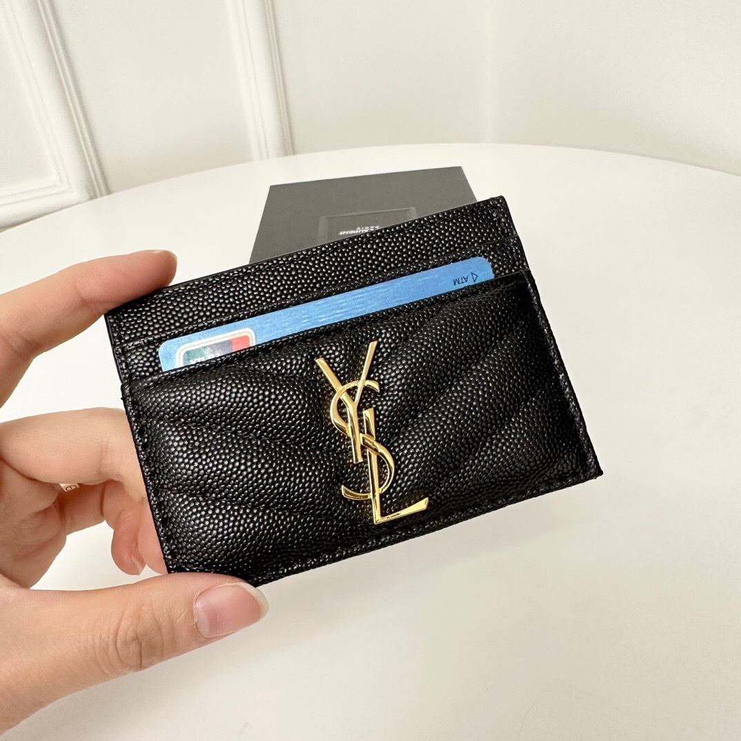 Saint Laurent Cassandre Matelassé card holder in black