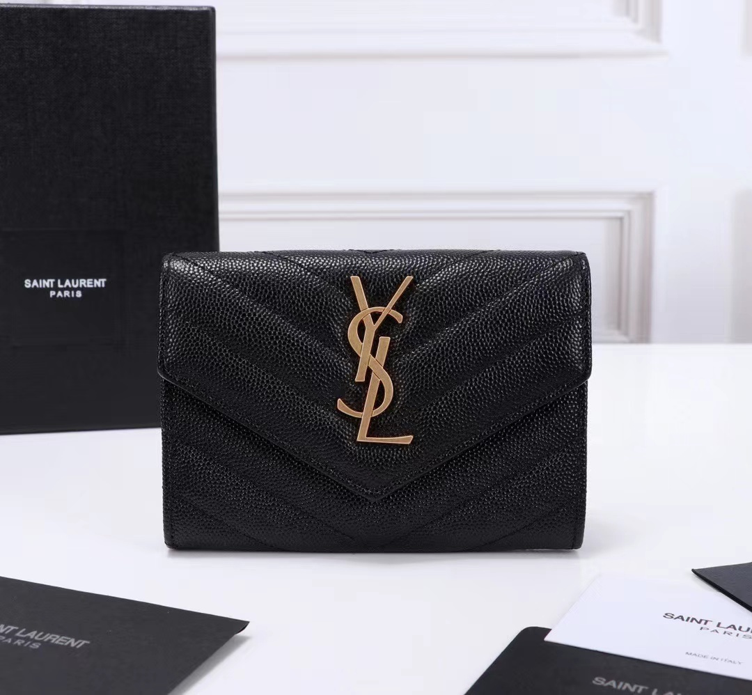 Saint Laurent Monogram Small Envelope Wallet in black