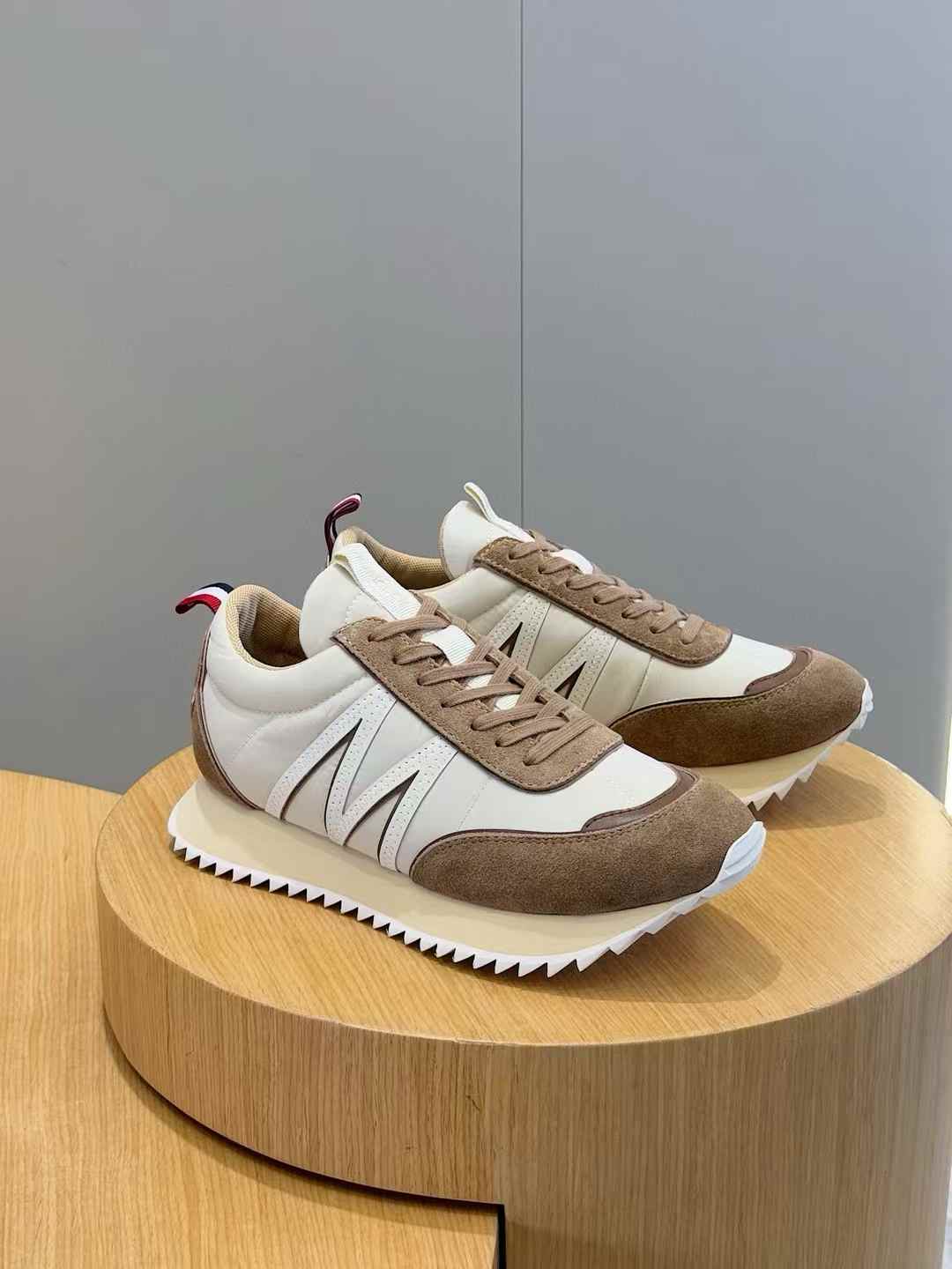 Moncler Pacey sneaker in cream and beige with suede and nylon details