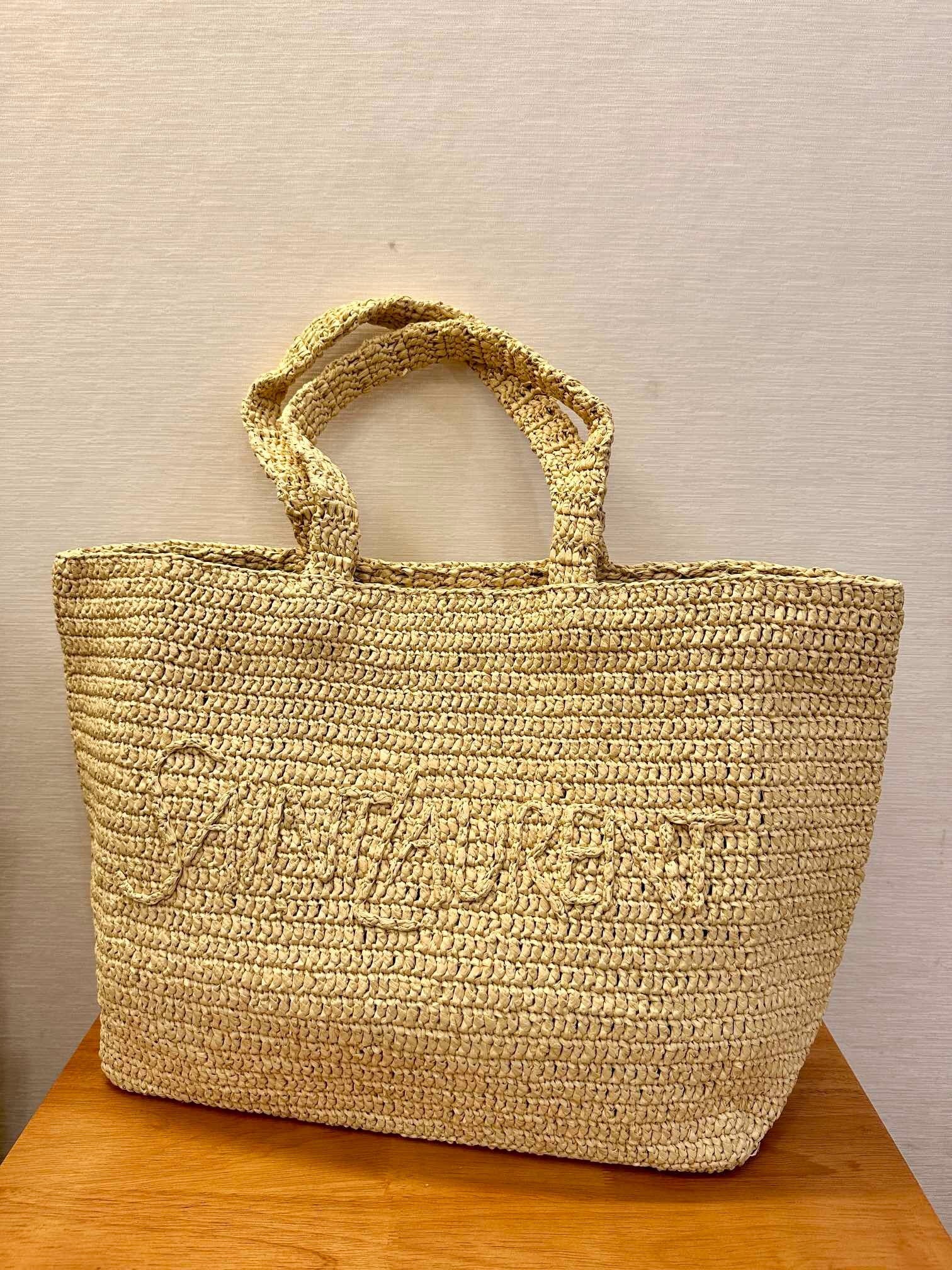 Saint Laurent Rive Gauche raffia tote bag