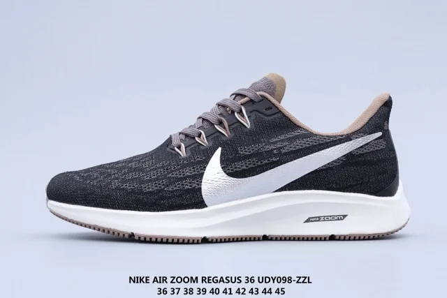 Nike Air Zoom Pegasus 36 running shoe in a black and white colorway