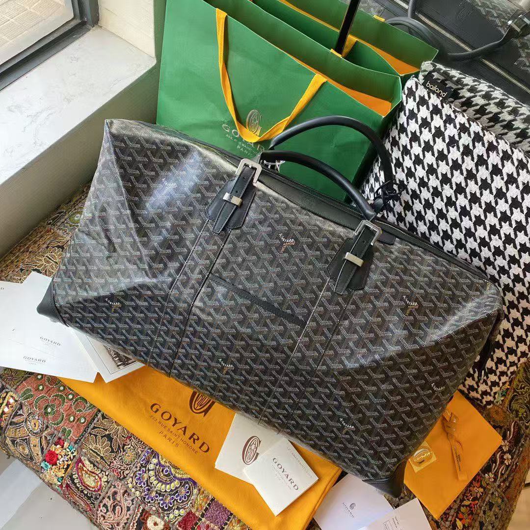 Goyard Bowling 55 duffle bag in the black and tan colorway