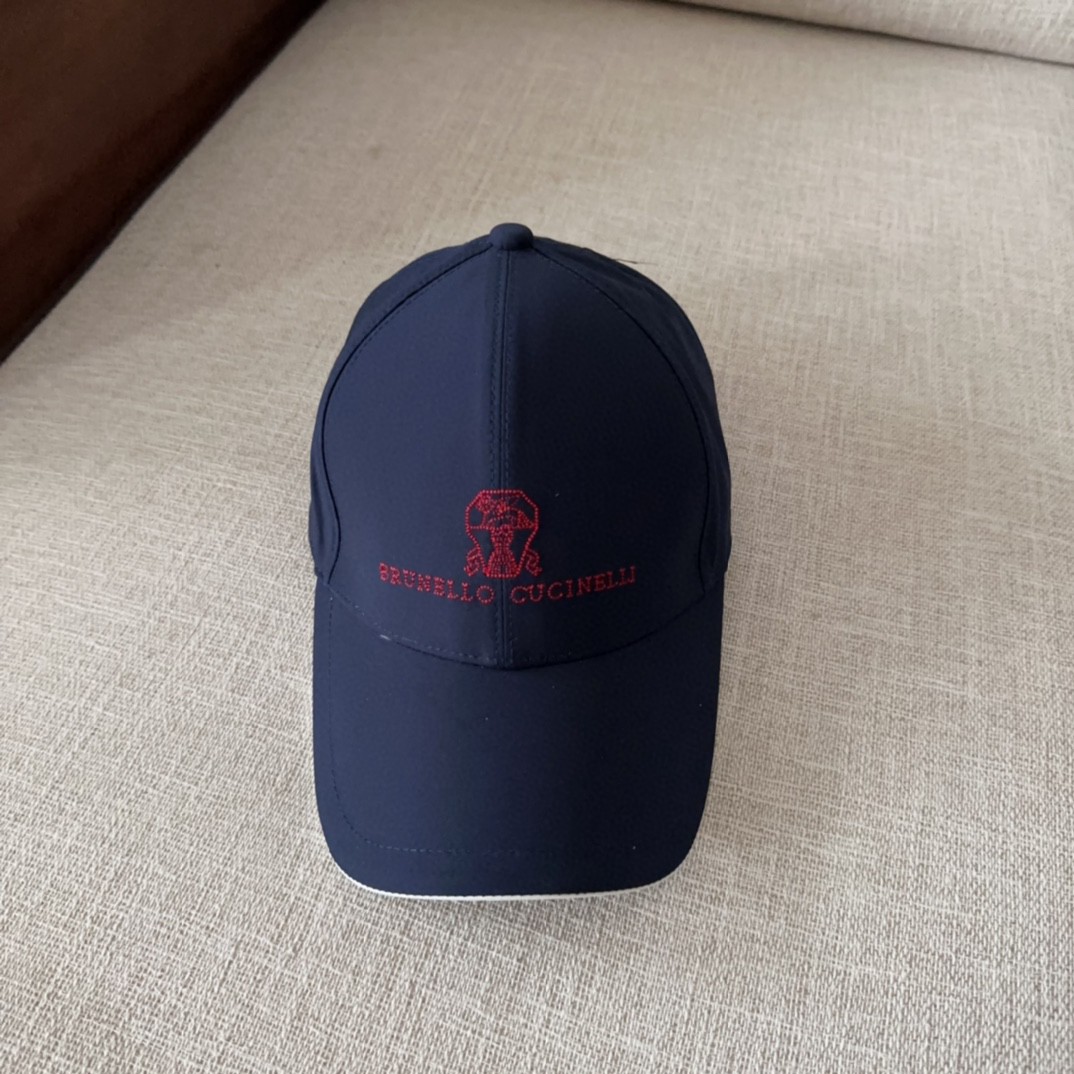 Brunello Cucinelli blue linen blend embroidered baseball cap