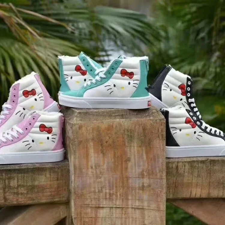 Vans SK8-Hi Slim Hello Kitty high-top sneakers in a white and teal colorway