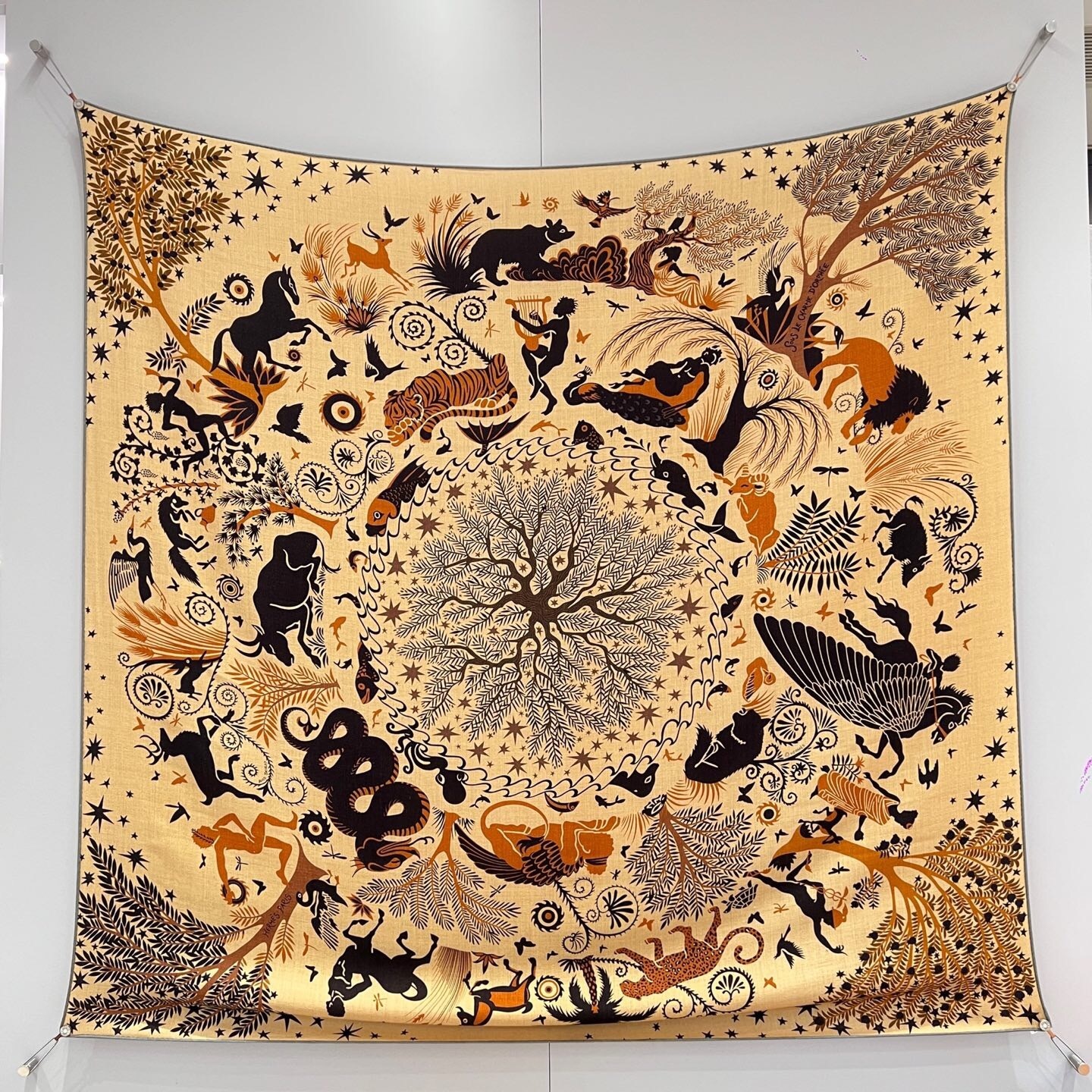 Hermes pashmina shawl with a printed design