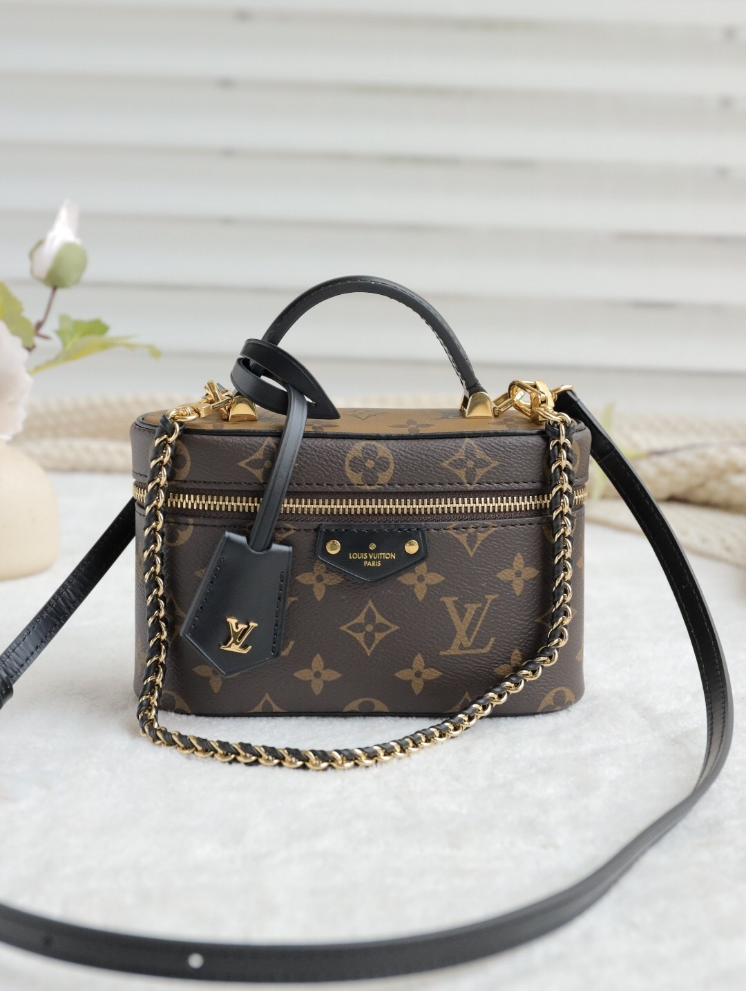 LV Vanity Chain Pouch in Monogram Reverse Canvas