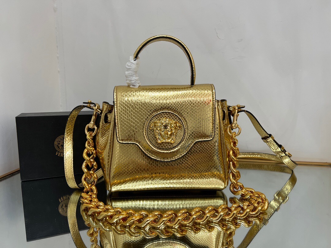 Versace Golden La Medusa python-effect small tote bag