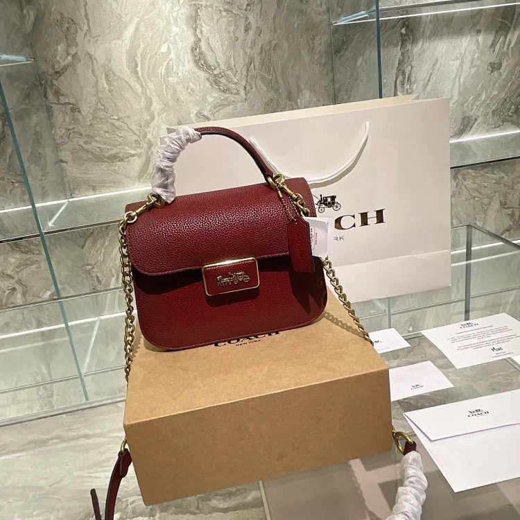 Coach Alie Top Handle bag in maroon leather