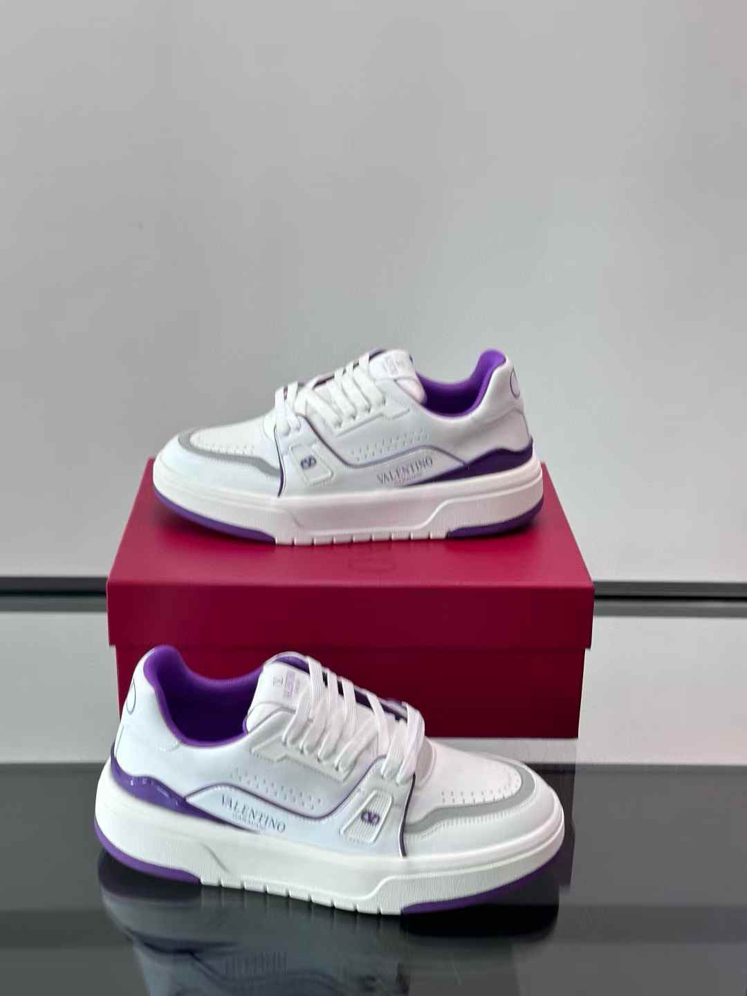 valentino  Trainer sneakers in a white and purple color scheme