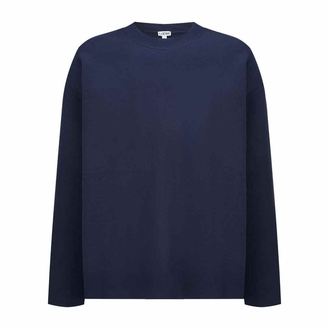 Loewe embroidery logo on sleeve navy blue sweater