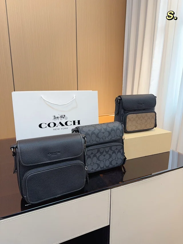 Coach Sullivan Flap Crossbody Bag in Signature Canvas and refined pebble leather