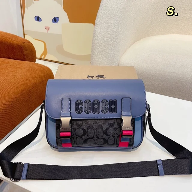 Coach Track Crossbody in Colorblock Signature Canvas with Coach Stamp