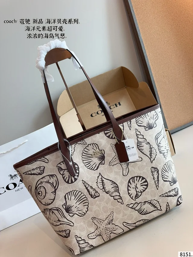 Coach City Tote Bag in signature canvas with a shell print