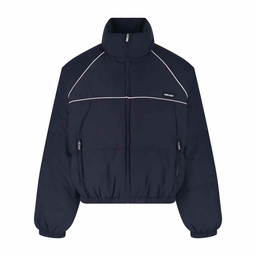 Miu Miu navy blue cropped down jacket