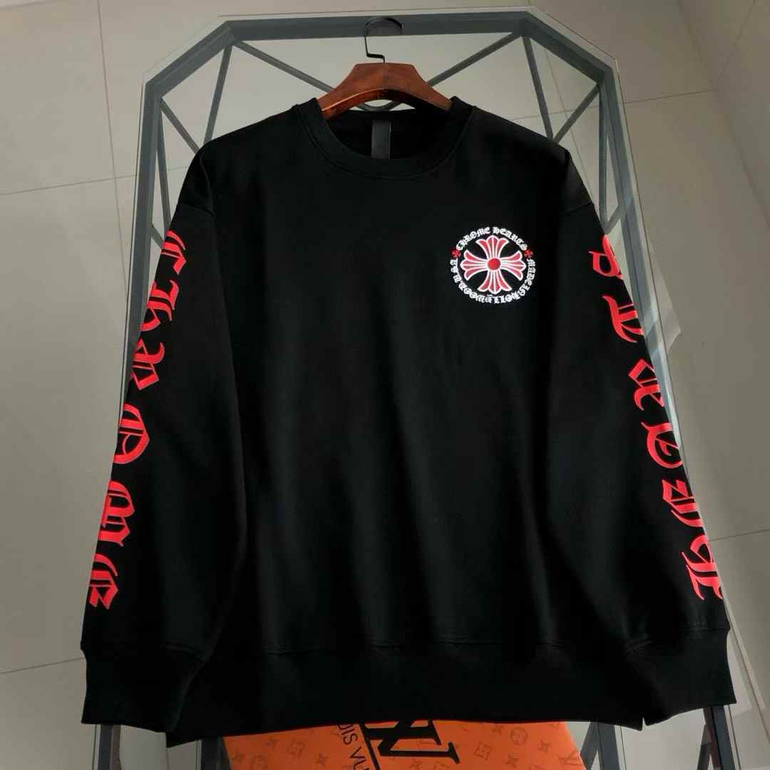 Chrome Hearts Made In Hollywood Plus Cross sweatshirt in black with red graphics