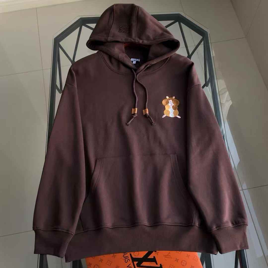 Loewe x Suna Fujita cotton-blend hamster hoodie in dark brown