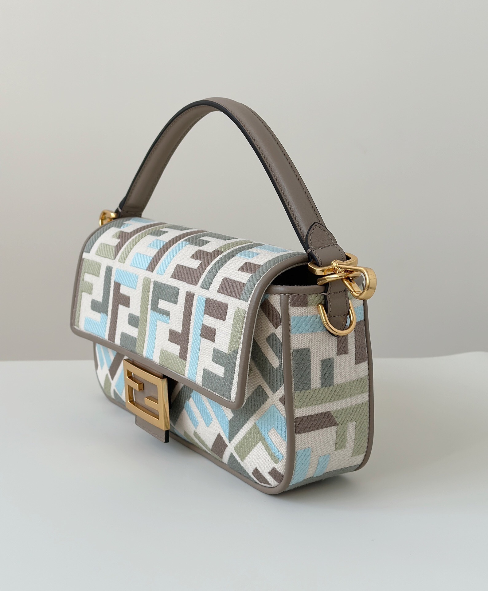 Fendi Baguette Mini bag with a multicolor FF embroidered canvas