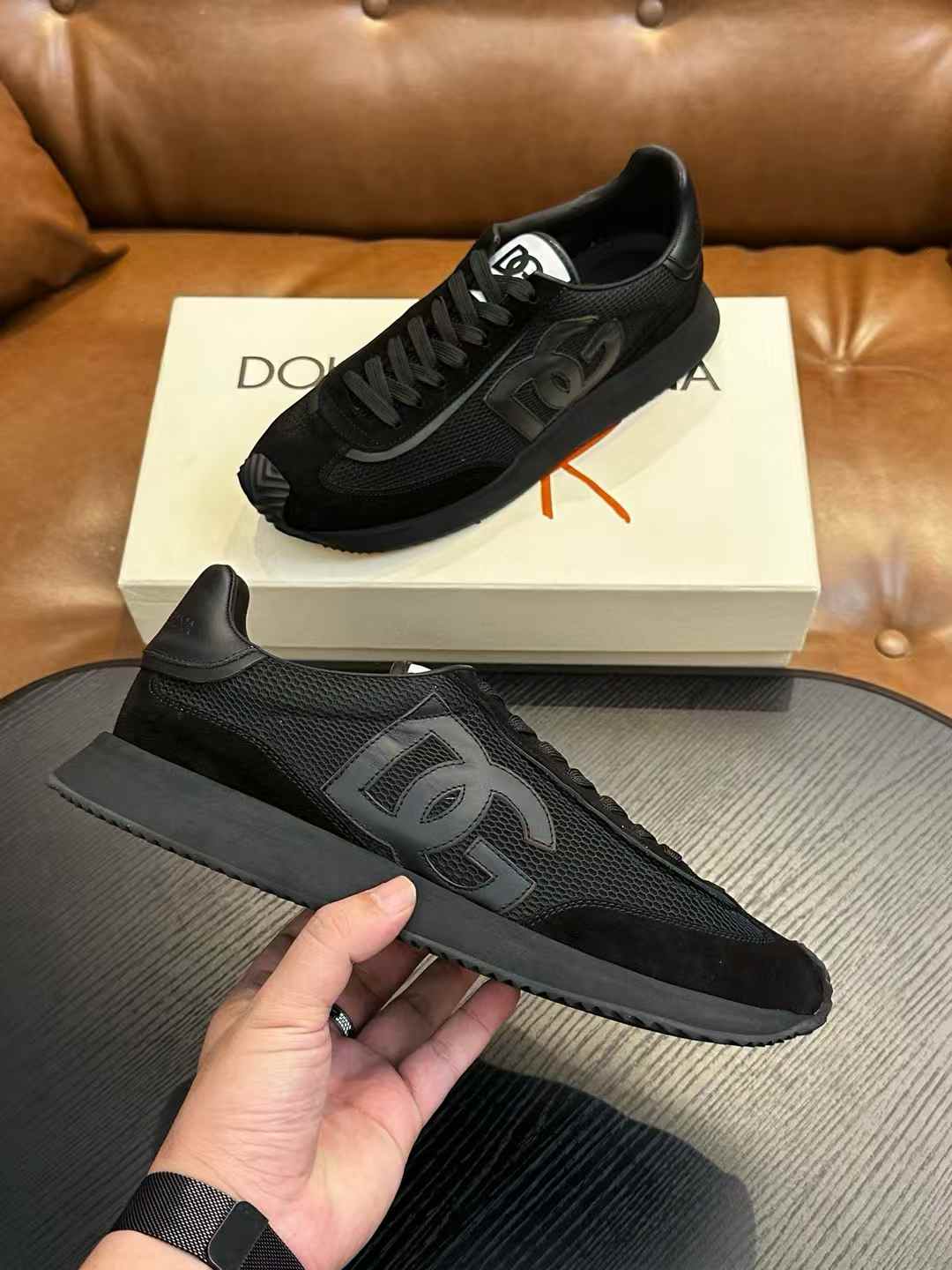 Dolce & Gabbana DG Cushion mixed-material sneakers in black