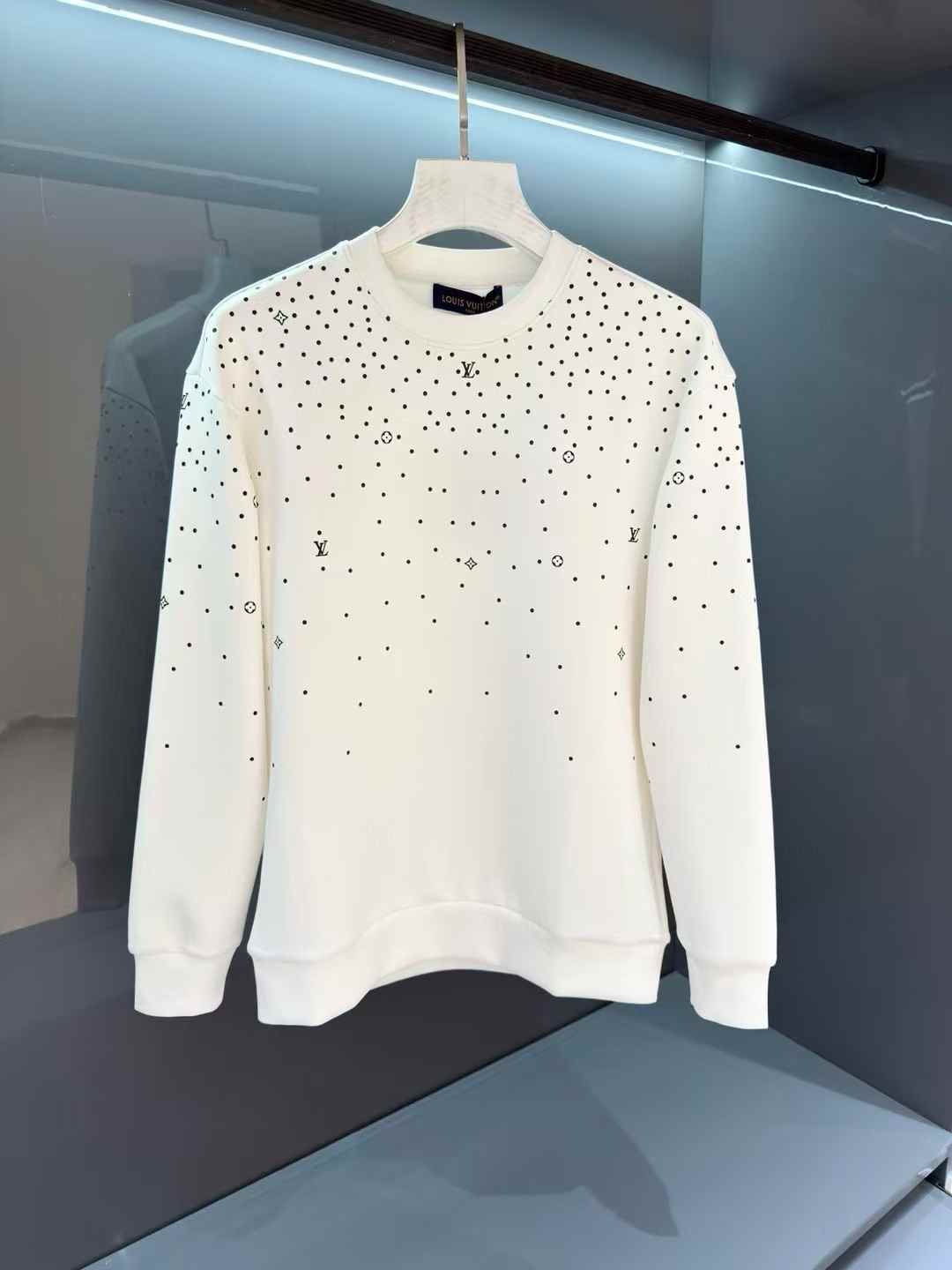 LV white rhinestone-embellished sweatshirt