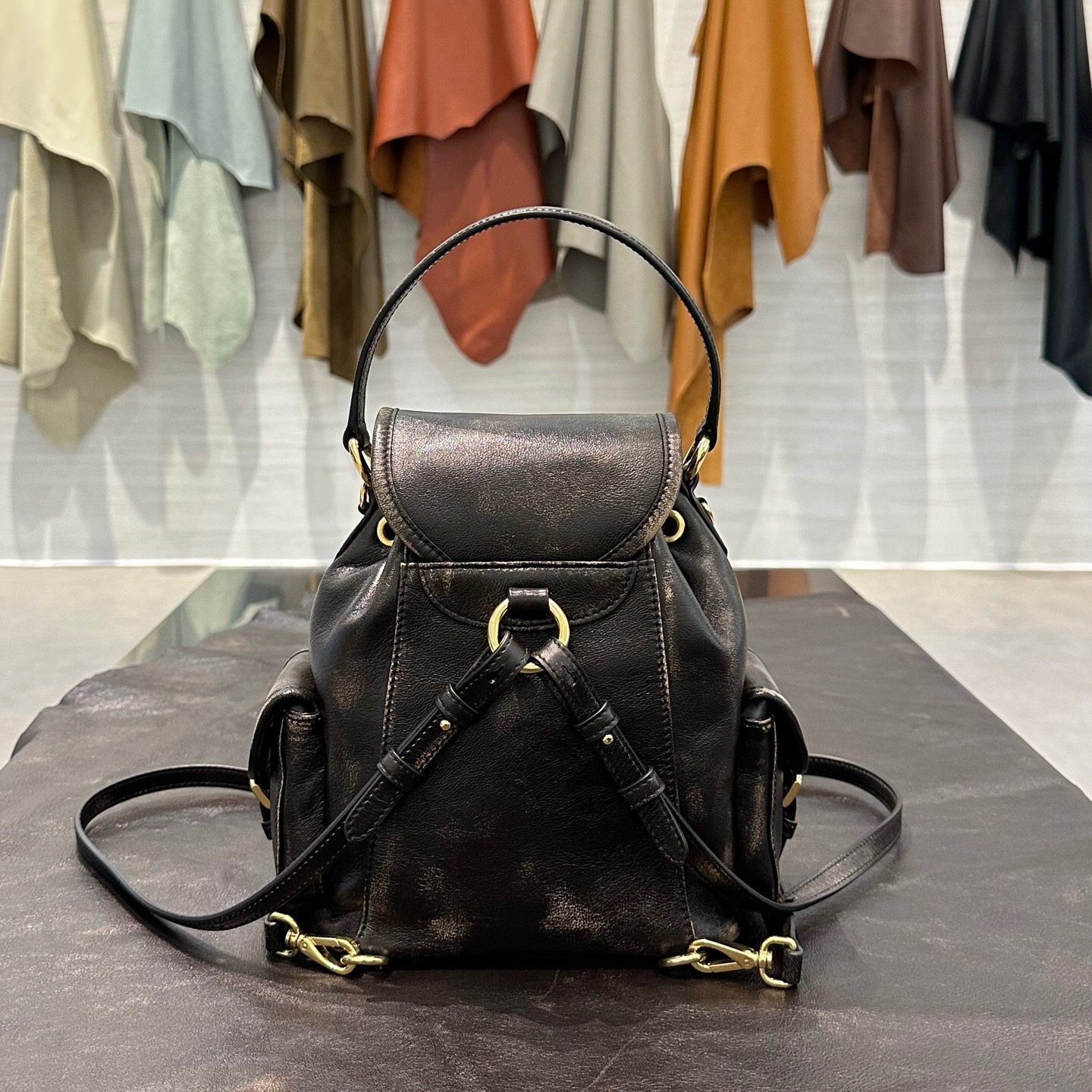 Miu Miu leather backpack in black