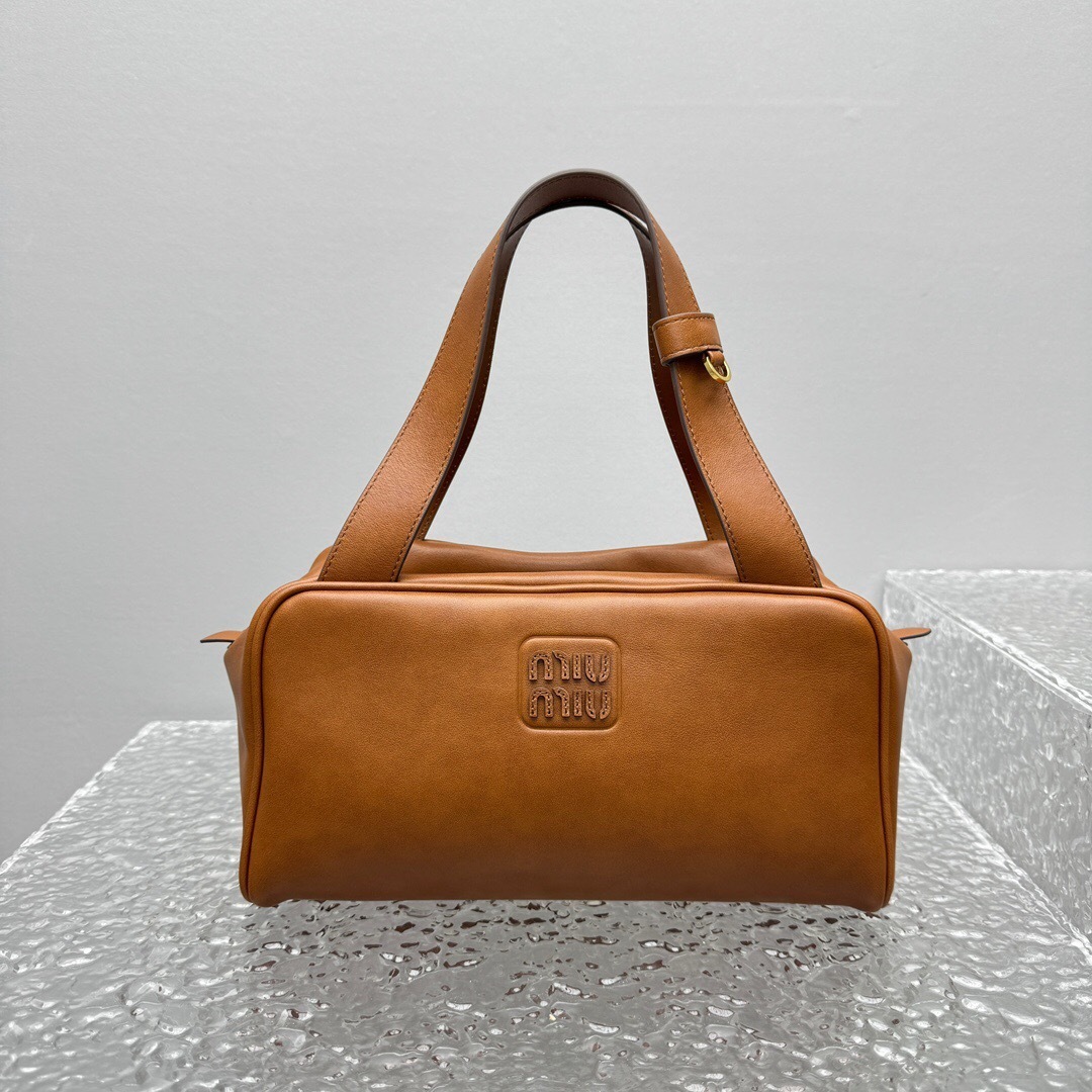 Miu Miu leather top-handle bag brown