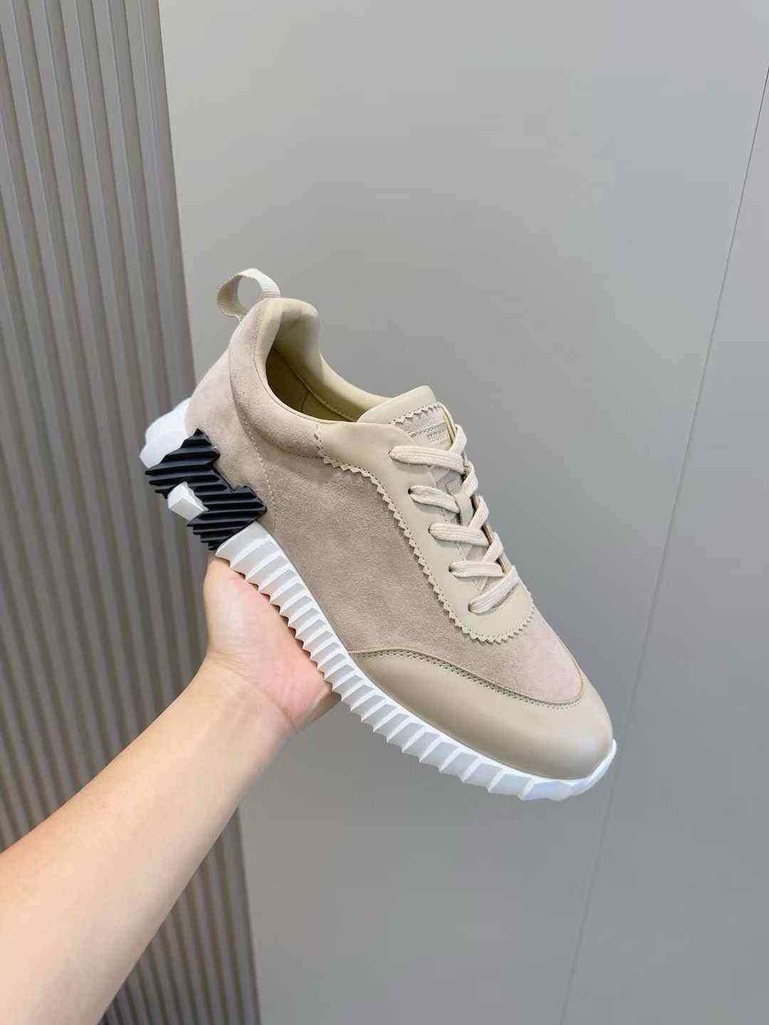 hermès Bouncing sneaker in calfskin and velvet goatskin