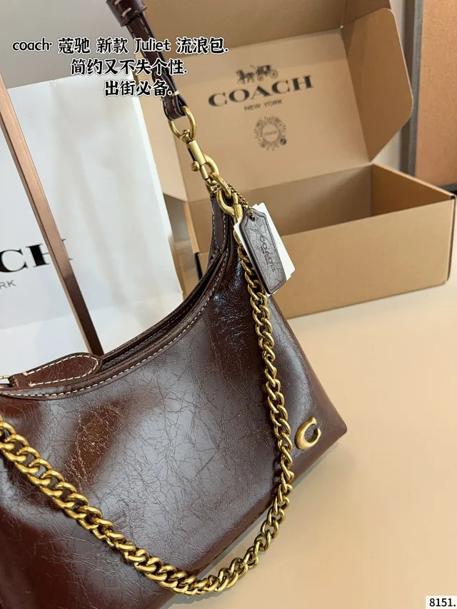 Coach Juliet Shoulder Bag in a brown glazed leather