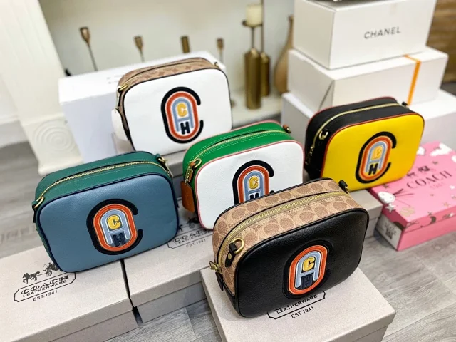 Coach Jamie Camera Bag in signature canvas with patches all colors