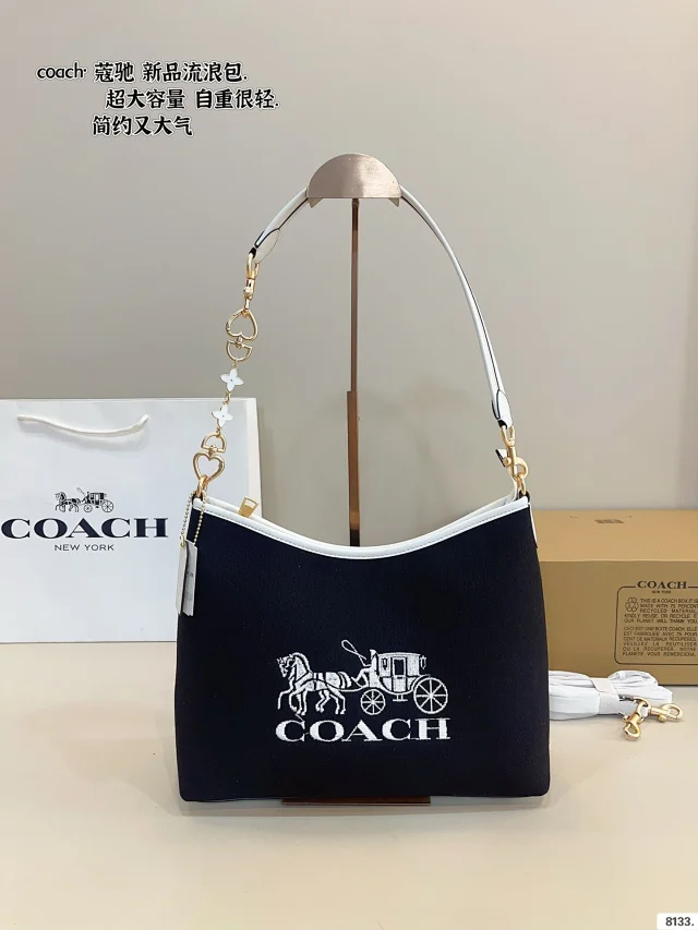 Coach Clara Shoulder Bag with Horse and Carriage in navy blue