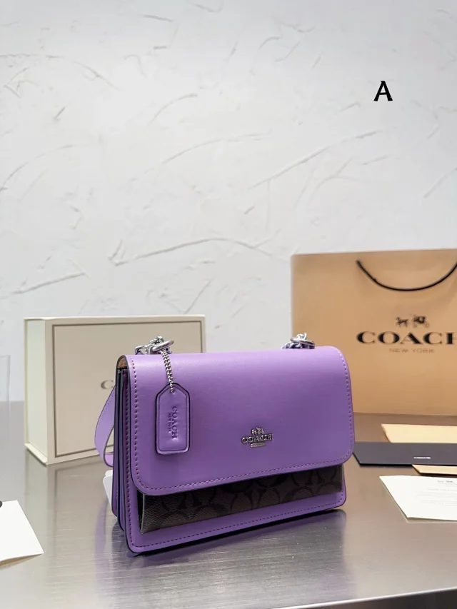 Coach Klare Crossbody Bag in Signature Canvas, Iris/Brown color