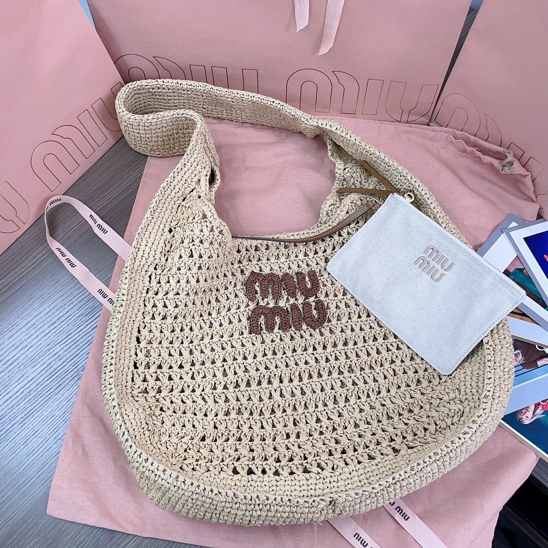 Miu Miu Crochet Hobo Bag in a natural color