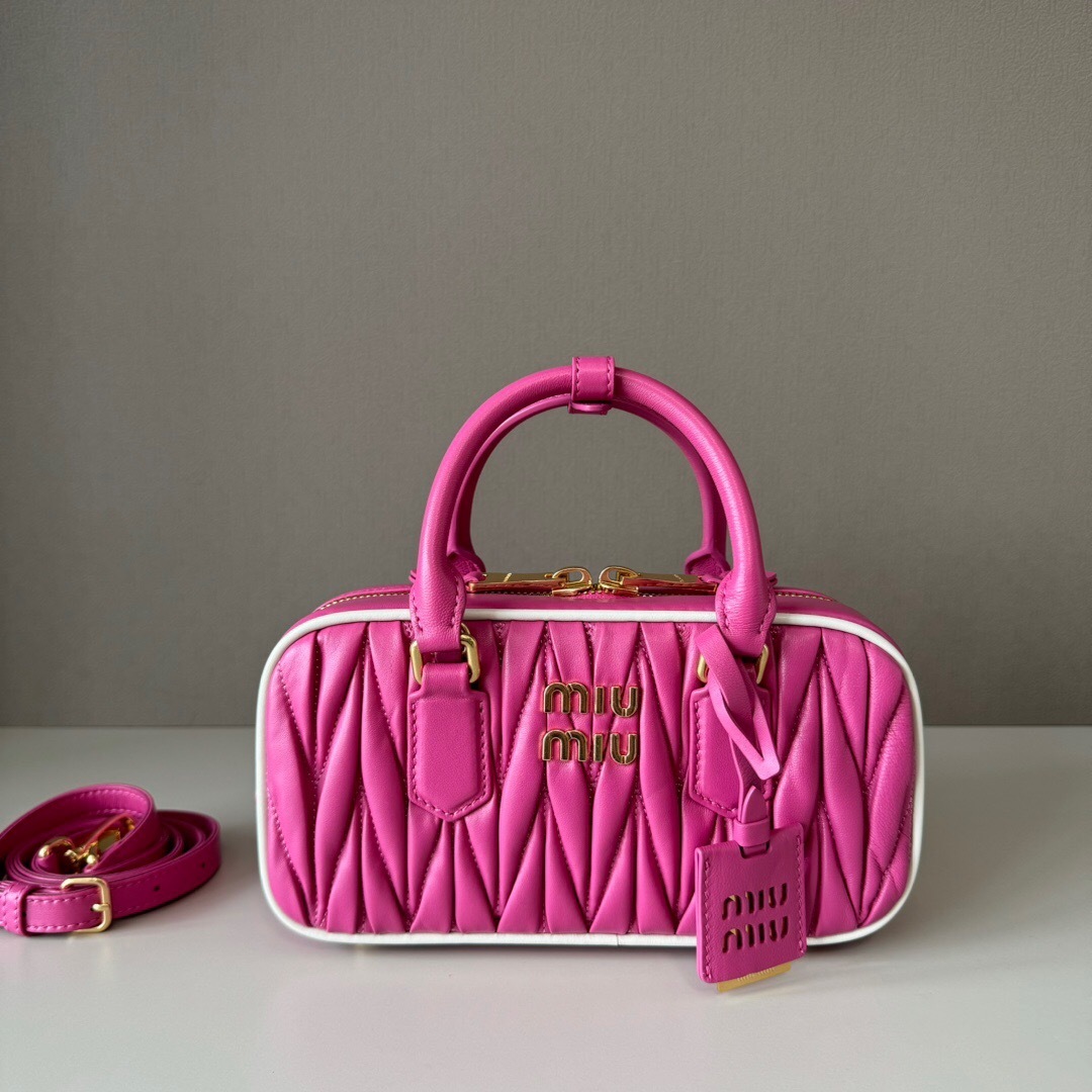 Miu Miu Arcadie matelasse nappa leather bag in pink