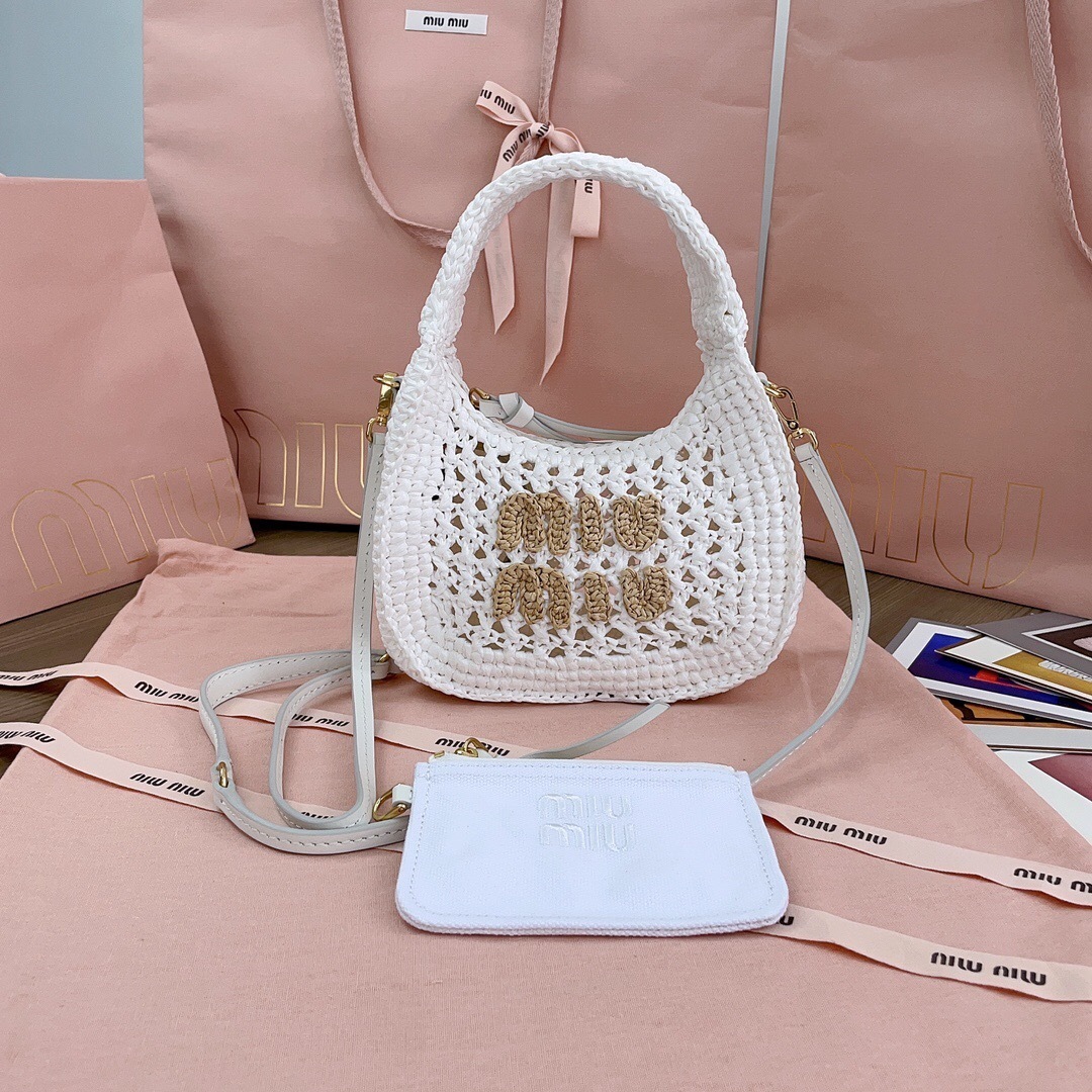 Miu Miu Wander woven fabric hobo bag