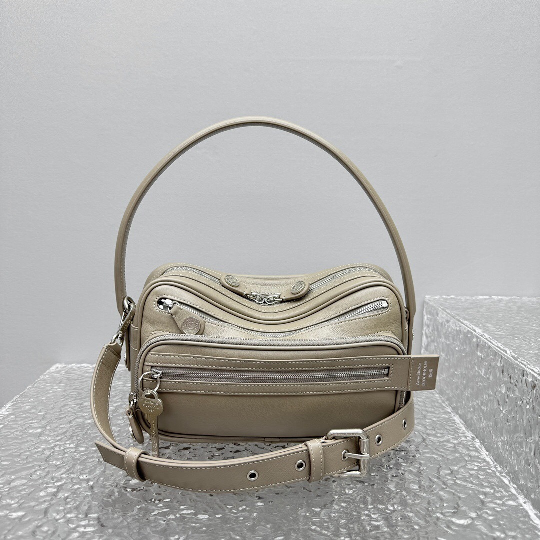 Miu Miu Camero Small leather shoulder bag in beige.