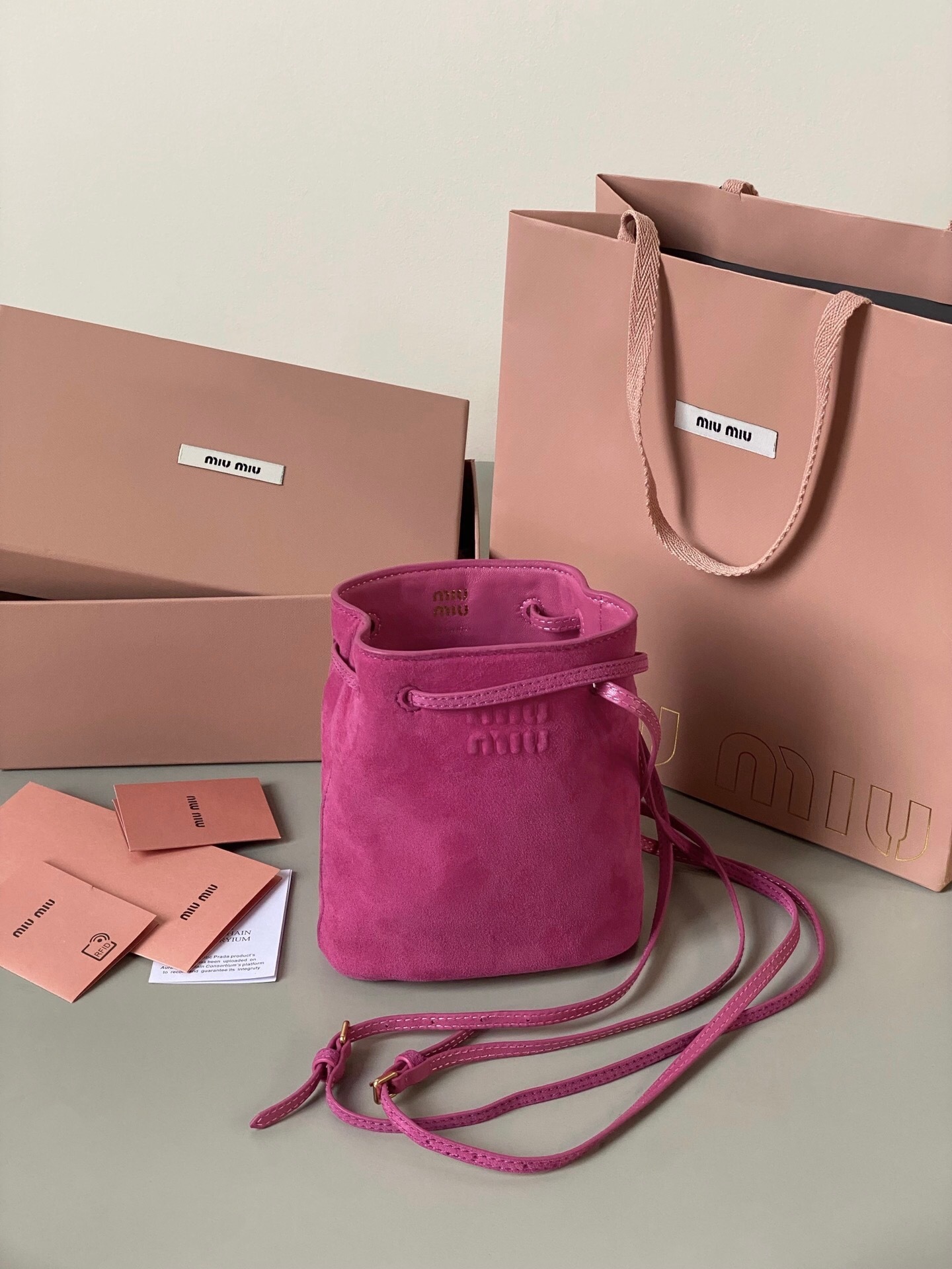Miu Miu fuchsia suede pouch