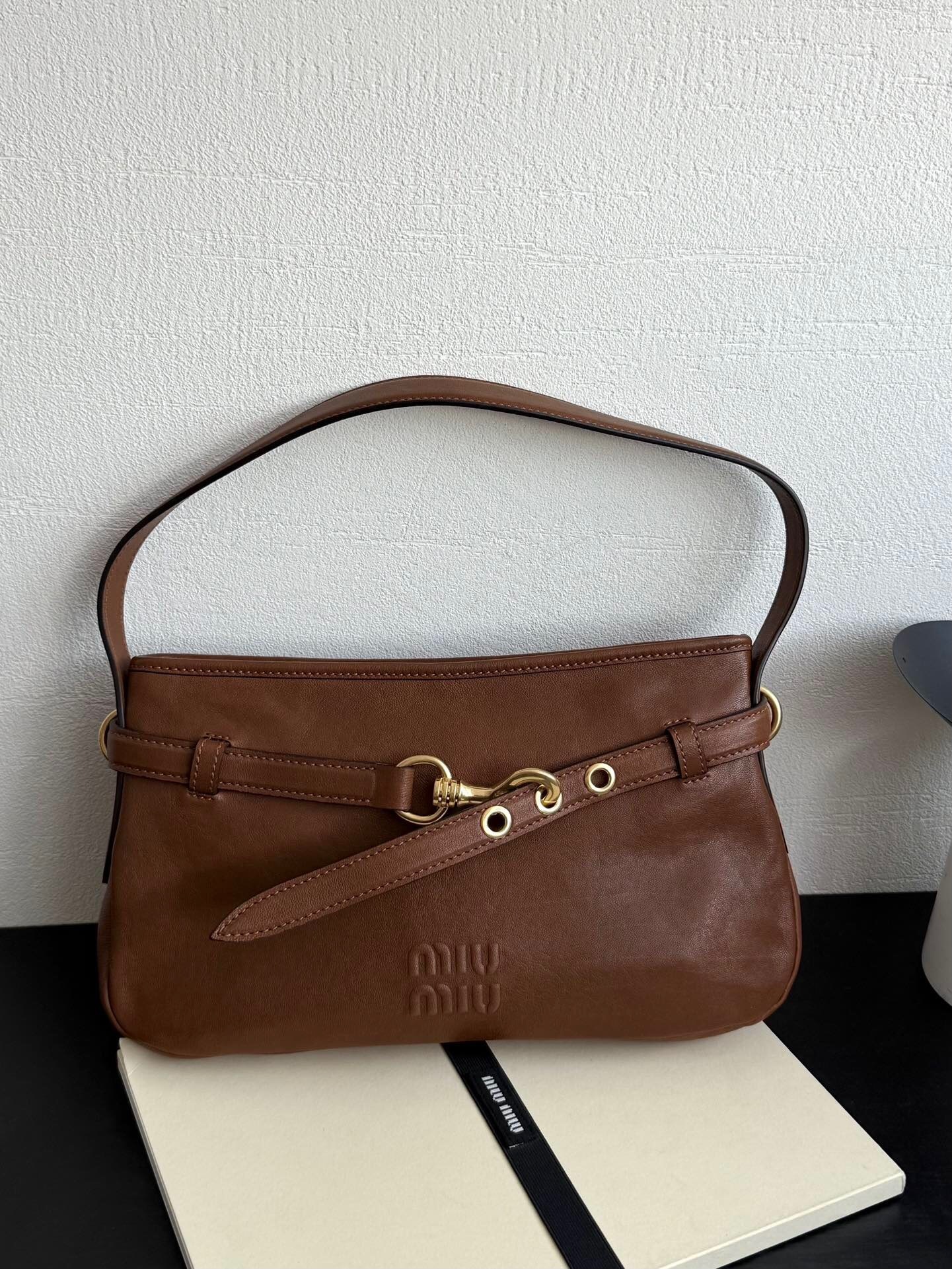Miu Miu Aventure nappa leather bag in brown