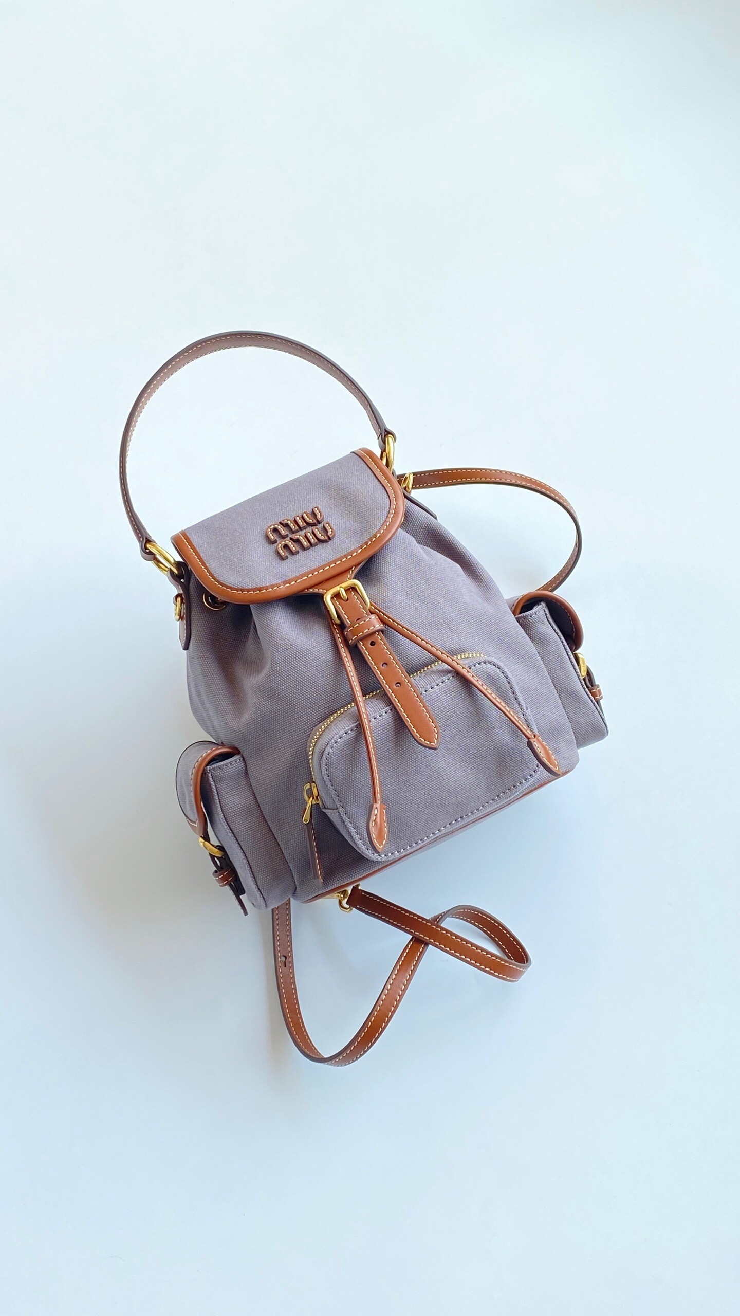 Miu Miu canvas and leather backpack