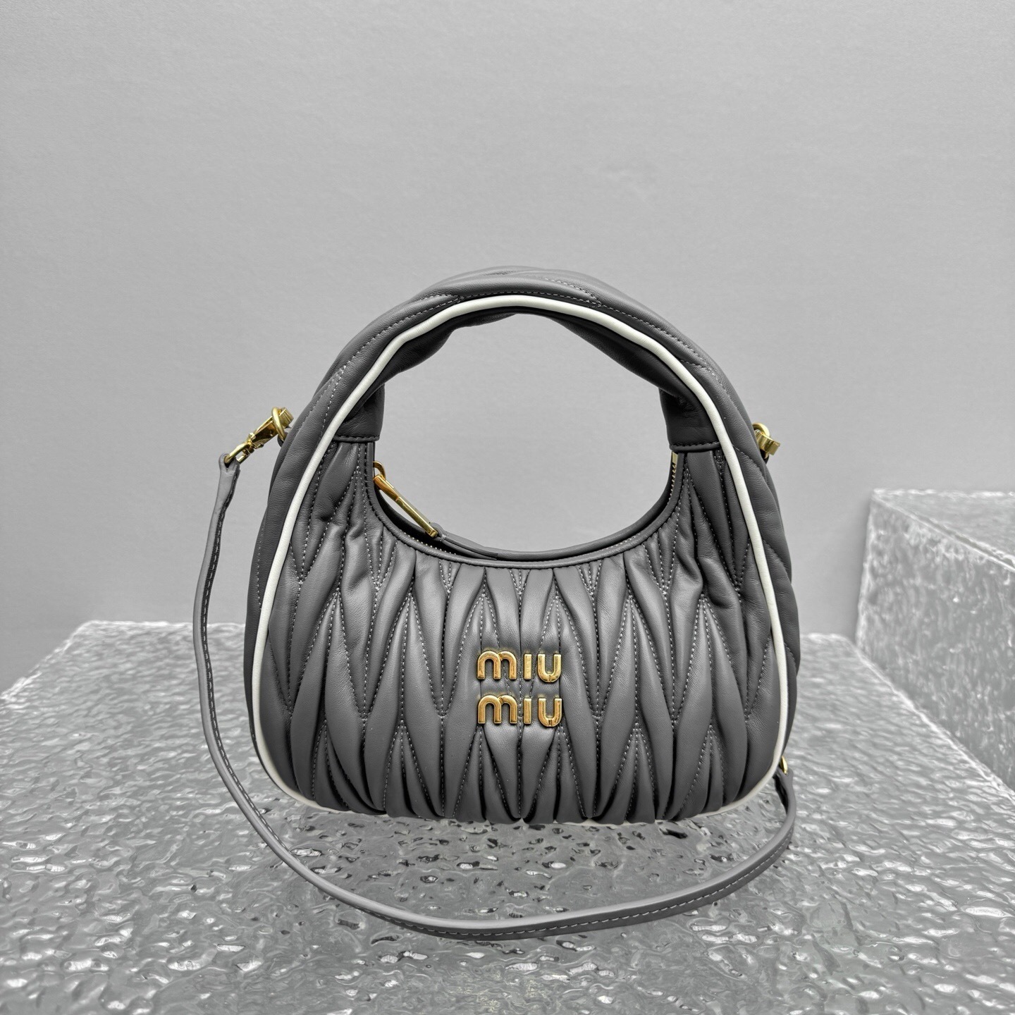 Miu Miu Wander matelassé nappa leather hobo mini-bags