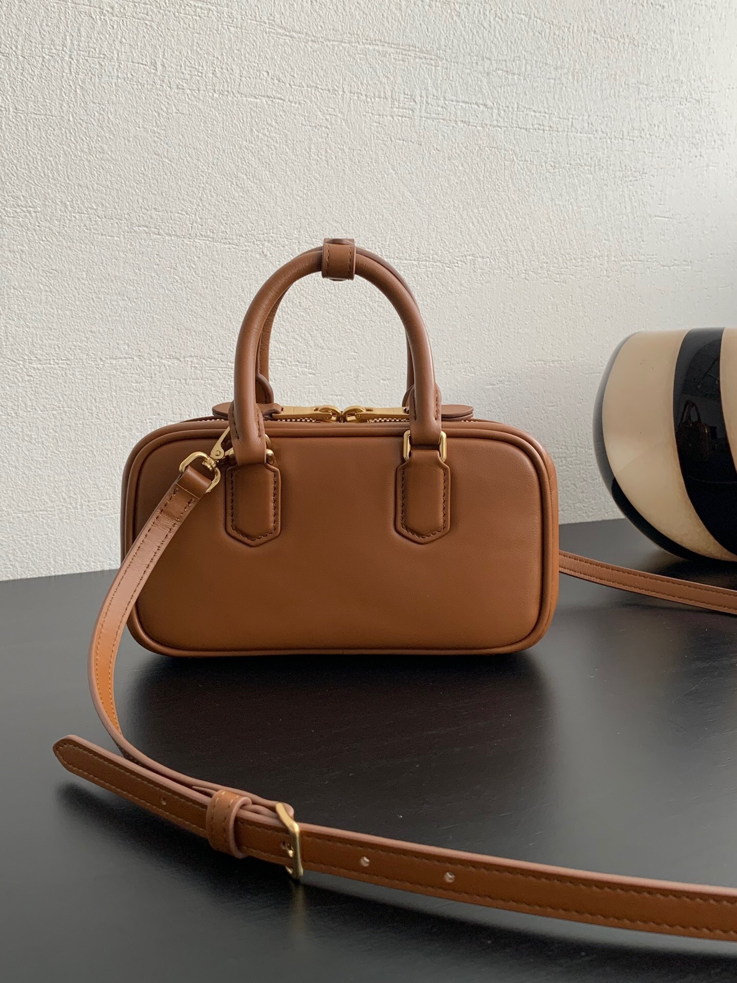 Miu Miu Arcadie mini bag in cognac brown leather