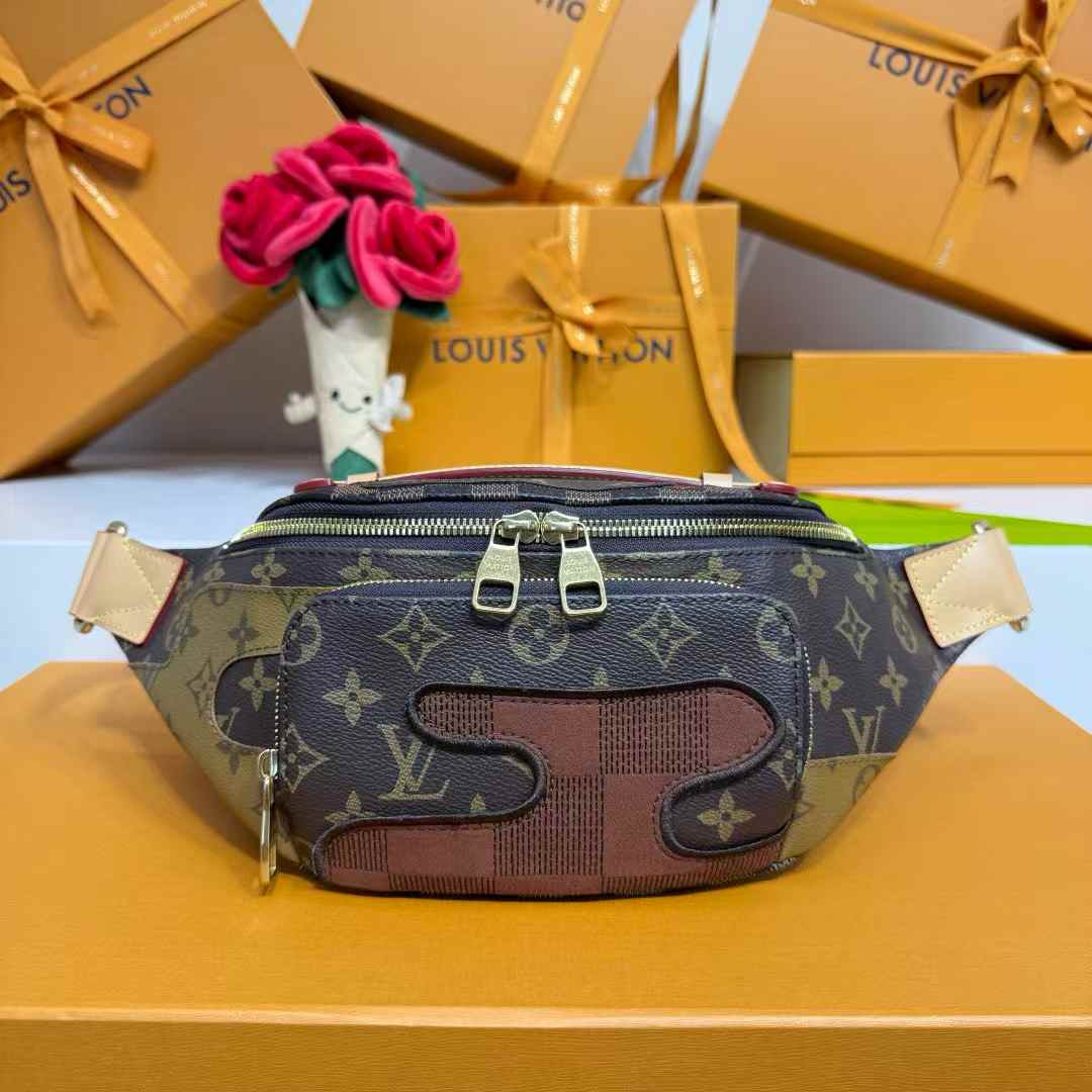 LV Rush Bumbag in Monogram canvas with Damier checkerboard patches