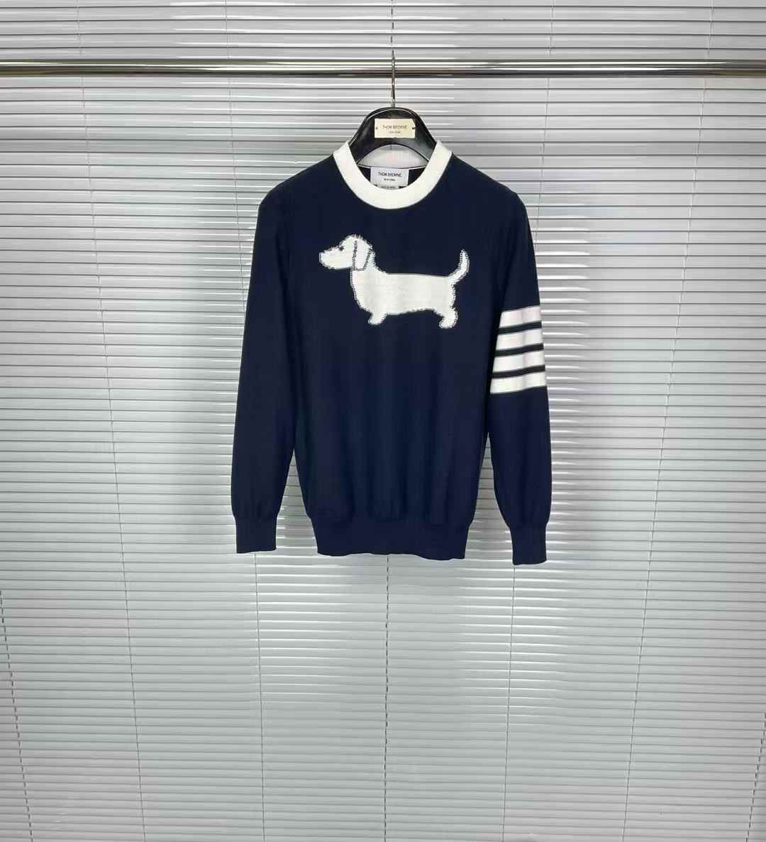 Thom Browne navy blue Hector intarsia-knit jumper