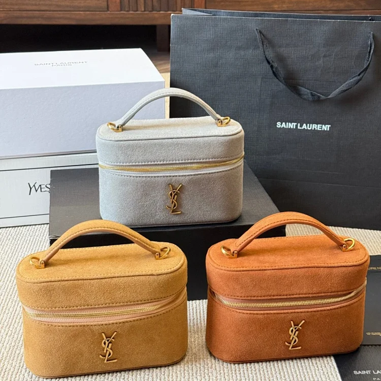 Saint Laurent Gaby Mini Vanity Bag in white quilted lambskin leather